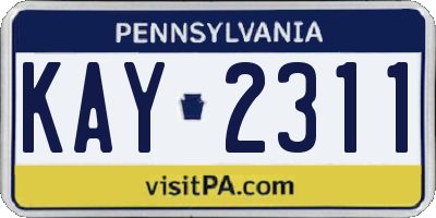 PA license plate KAY2311