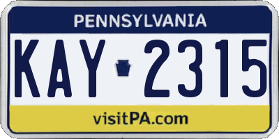 PA license plate KAY2315