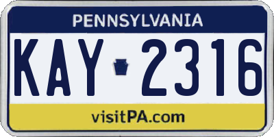 PA license plate KAY2316