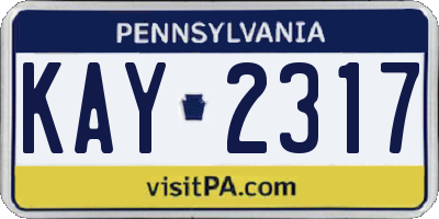PA license plate KAY2317