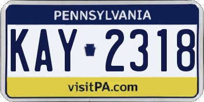 PA license plate KAY2318