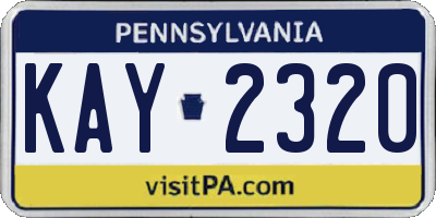 PA license plate KAY2320