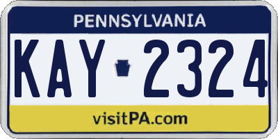 PA license plate KAY2324