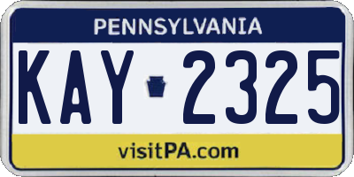 PA license plate KAY2325