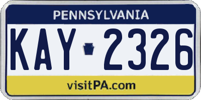 PA license plate KAY2326