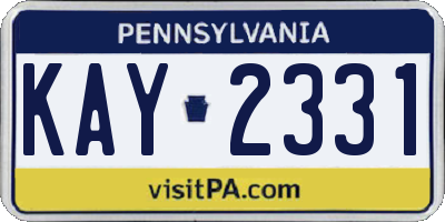 PA license plate KAY2331