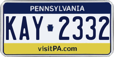 PA license plate KAY2332