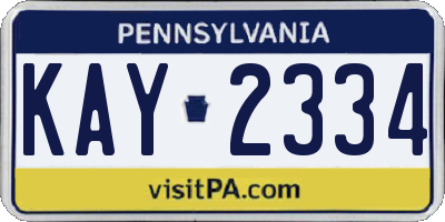 PA license plate KAY2334