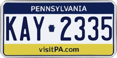 PA license plate KAY2335