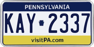 PA license plate KAY2337