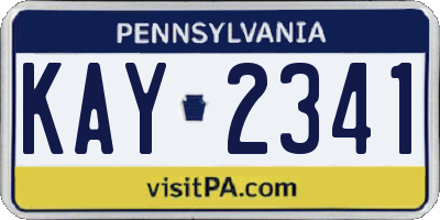 PA license plate KAY2341