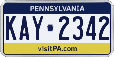 PA license plate KAY2342