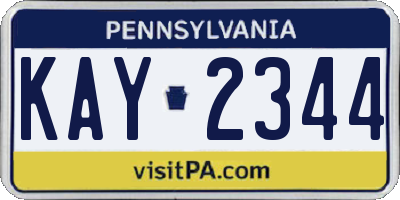 PA license plate KAY2344