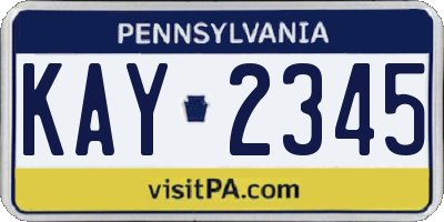 PA license plate KAY2345