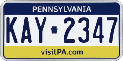 PA license plate KAY2347