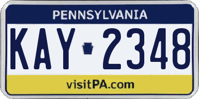 PA license plate KAY2348
