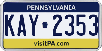 PA license plate KAY2353