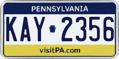 PA license plate KAY2356