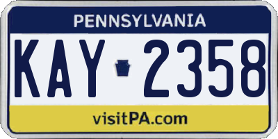 PA license plate KAY2358