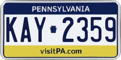 PA license plate KAY2359