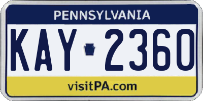 PA license plate KAY2360