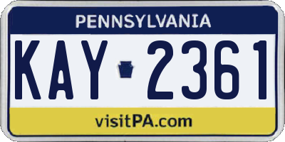 PA license plate KAY2361