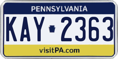 PA license plate KAY2363