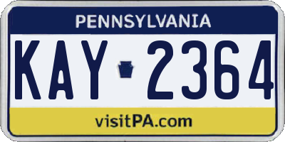 PA license plate KAY2364