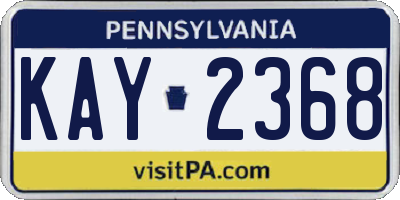 PA license plate KAY2368