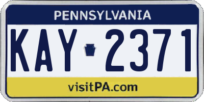 PA license plate KAY2371
