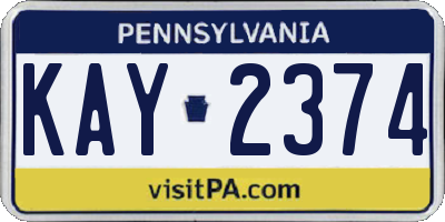 PA license plate KAY2374