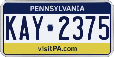 PA license plate KAY2375