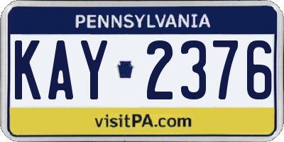 PA license plate KAY2376