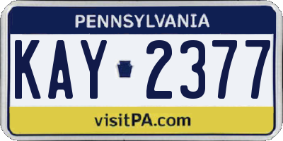 PA license plate KAY2377