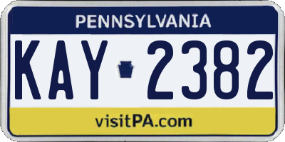 PA license plate KAY2382