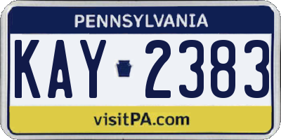 PA license plate KAY2383