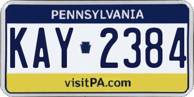 PA license plate KAY2384