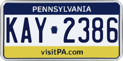 PA license plate KAY2386
