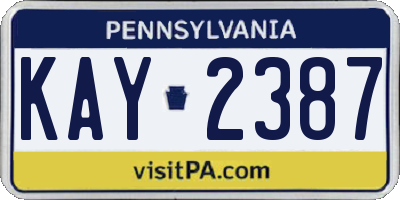 PA license plate KAY2387