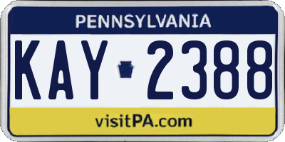 PA license plate KAY2388