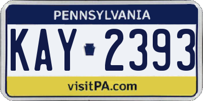 PA license plate KAY2393