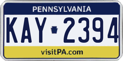 PA license plate KAY2394