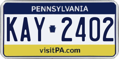 PA license plate KAY2402