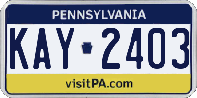 PA license plate KAY2403