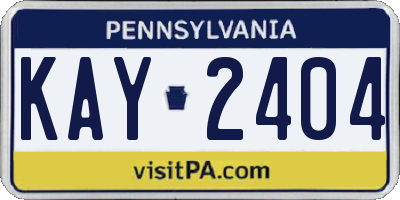 PA license plate KAY2404