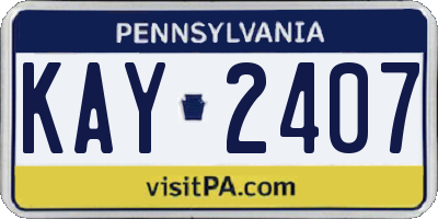 PA license plate KAY2407