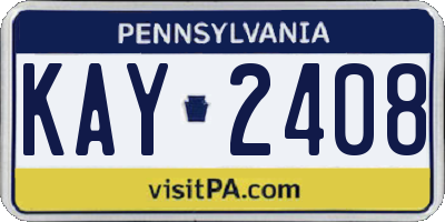 PA license plate KAY2408