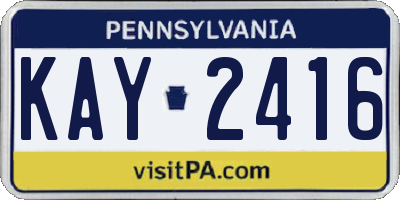 PA license plate KAY2416