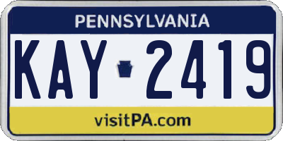 PA license plate KAY2419