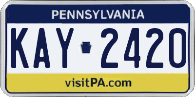 PA license plate KAY2420